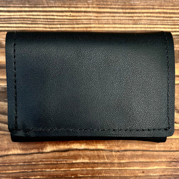 Sanity Jewelry Wallet Wallet - Black Tri-Fold - 3.5” x 4.25” - Genuine Leather - TW3x4