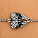 Sanity Jewelry Women's Bracelet Angel Heart Wing - Bracelet - Black & White W/White Stone - SK2537B