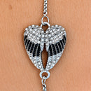 Sanity Jewelry Women's Bracelet Angel Heart Wing - Bracelet - Black & White W/White Stone - SK2537B