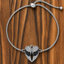 Sanity Jewelry Women's Bracelet Angel Heart Wing - Bracelet - Black & White W/White Stone - SK2537B