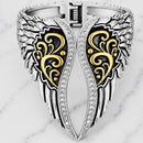 SANITY JEWELRY® Women's Bracelet Angel Heart Wing Bracelet - Double Wing  Cuff - Gold & Silver W/White Stones - AW03