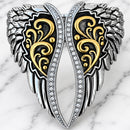 SANITY JEWELRY® Women's Bracelet Angel Heart Wing Bracelet - Double Wing  Cuff - Gold & Silver W/White Stones - AW03