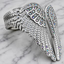SANITY JEWELRY® Women's Bracelet Angel Heart Wing Bracelet - Double Wing Cuff - White W/Rainbow Stones - AW05