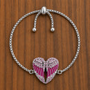 Sanity Jewelry Women's Bracelet Angel Heart Wing - Bracelet - Pink W/Pink Stones - SK2538B