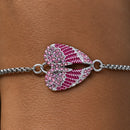 Sanity Jewelry Women's Bracelet Angel Heart Wing - Bracelet - Pink W/Pink Stones - SK2538B