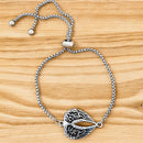 Sanity Jewelry Women's Bracelet Angel Heart Wing - Bracelet - Silver W/White Stones - 036B