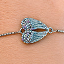 Sanity Jewelry Women's Bracelet Angel Heart Wing - Bracelet - White W/Rainbow Stones - SK2539B