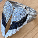 SANITY JEWELRY® Women's Bracelet Angel Heart Wing Bracelets - Double Wing Cuff - Black & White - AW04