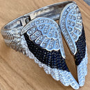 SANITY JEWELRY® Women's Bracelet Angel Heart Wing Bracelets - Double Wing Cuff - Black & White - AW04