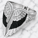 SANITY JEWELRY® Women's Bracelet Angel Heart Wing Bracelets - Double Wing Cuff - Black & White W/White Stones - AW04