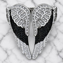 SANITY JEWELRY® Women's Bracelet Angel Heart Wing Bracelets - Double Wing Cuff - Black & White W/White Stones - AW04