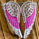 SANITY JEWELRY® Women's Bracelet Angel Heart Wing Bracelets - Double Wing Cuff - Pink W/Pink Stones - AW07