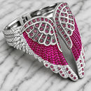 SANITY JEWELRY® Women's Bracelet Angel Heart Wing Bracelets - Double Wing Cuff - Pink W/Pink Stones - AW07