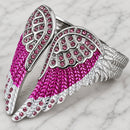 SANITY JEWELRY® Women's Bracelet Angel Heart Wing Bracelets - Double Wing Cuff - Pink W/Pink Stones - AW07