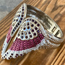 SANITY JEWELRY® Women's Bracelet Angel Heart Wing Bracelets - Double Wing Cuff - Purple W/Purple Stones - AW06