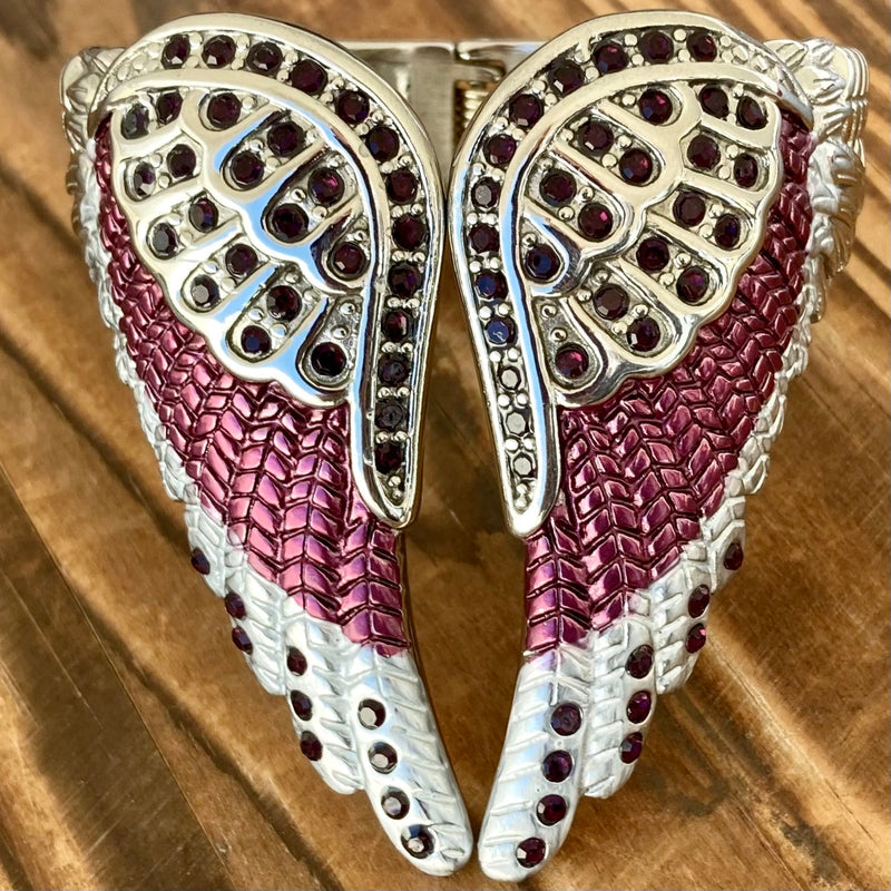 SANITY JEWELRY® Women's Bracelet Angel Heart Wing Bracelets - Double Wing Cuff - Purple W/Purple Stones - AW06