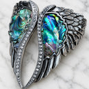 SANITY JEWELRY® Women's Bracelet Angel Heart Wing Bracelets - Double Wing Cuff - Sea Shell W/White Stones - AW08