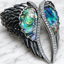 SANITY JEWELRY® Women's Bracelet Angel Heart Wing Bracelets - Double Wing Cuff - Sea Shell W/White Stones - AW08