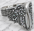 SANITY JEWELRY® Women's Bracelet Angel Heart Wing Bracelets - Double Wing Cuff - Silver W/Rainbow Stones - AW01