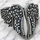 SANITY JEWELRY® Women's Bracelet Angel Heart Wing Bracelets - Double Wing Cuff - Silver W/Rainbow Stones - AW01