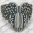 SANITY JEWELRY® Women's Bracelet Angel Heart Wing Bracelets - Double Wing Cuff - Silver W/Rainbow Stones - AW01