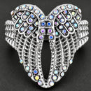 Sanity Jewelry Women's Ring 4 Angel Heart Wing Ring - Silver W/Rainbow Stones - R249