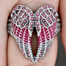 SANITY JEWELRY® Women's Ring Angel Heart Wing Ring - Pink W/Pink Stones - R248