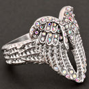 Sanity Jewelry Women's Ring Angel Heart Wing Ring - Silver W/Rainbow Stones - R249