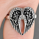 Sanity Jewelry Women's Ring Angel Heart Wing Ring - Silver W/White Stones - R32