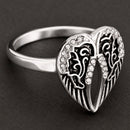 Sanity Jewelry Women's Ring Angel Heart Wing Ring - Silver W/White Stones - R32