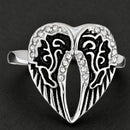 Sanity Jewelry Women's Ring Angel Heart Wing Ring - Silver W/White Stones - R32