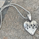 Sanity Jewelry 2 mm 16 inch - Classic Rope Chin Flaming Heart - Stainless Pendant  & Classic Rope Necklace - SK2606