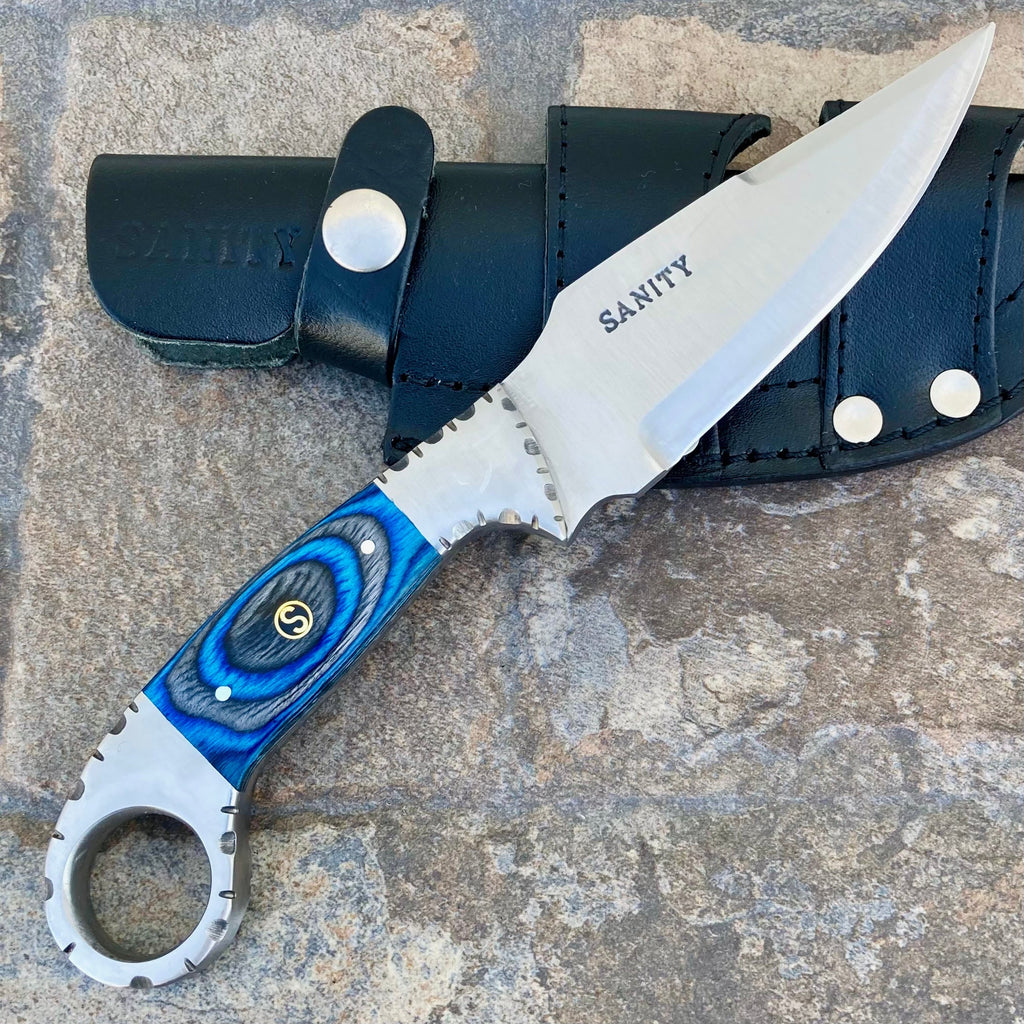 9” Al Capone - Blue & Black Wood - D2 Steel - Horizontal & Vertical Ca