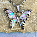 Abalone - Butterfly "Scrollwork" Pendant & Chain SK2559 Biker Jewelry Skull Jewelry Sanity Jewelry Stainless Steel jewelry