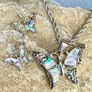 Abalone - Butterfly "Scrollwork" Pendant & Chain SK2559 Biker Jewelry Skull Jewelry Sanity Jewelry Stainless Steel jewelry