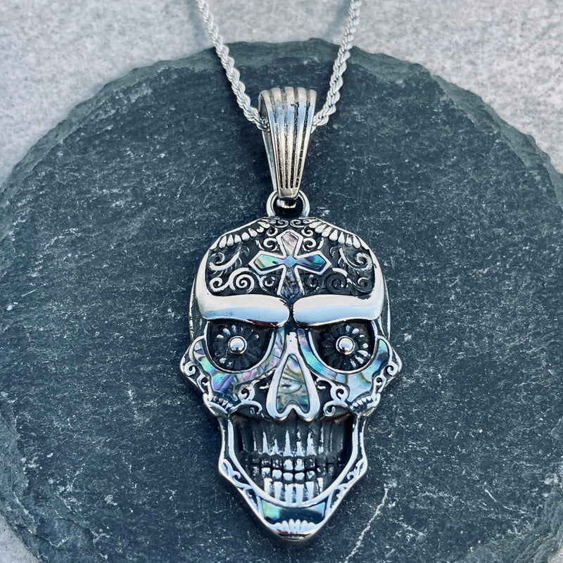 Sanity Jewelry Abalone - Day Of The Dead Pendant & Chain SK2593