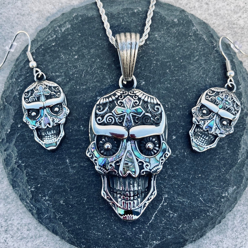 Sanity Jewelry Abalone - Day Of The Dead Pendant & Chain SK2593