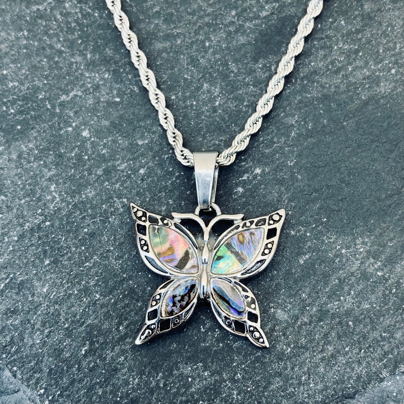 Sanity Jewelry Abalone - Mini Butterfly Pendant & Chain SK2515M