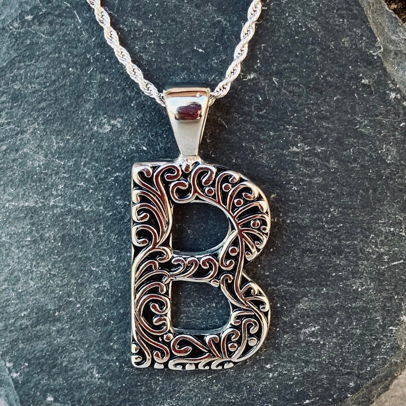 SANITY JEWELRY® B / 16" Stainless Steel Classic Chain Ladie's Letter Pendants