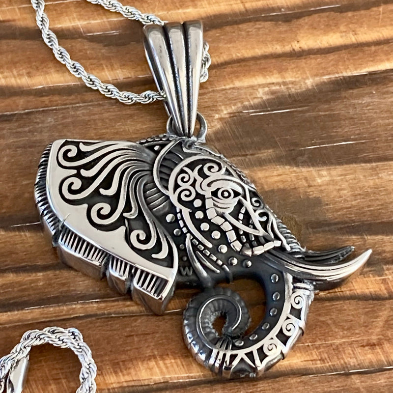 Sanity Jewelry Babar - Elephant Pendant & Rope Necklace or Omega - PEN737