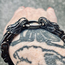 Bracelet - 2 Dragon Head Daytona - Galvanized - Deluxe - B80 Biker Jewelry Skull Jewelry Sanity Jewelry Stainless Steel jewelry