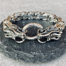 Bracelet - 2 Dragon Head Daytona - Polished Silver Stainless - Heritage - B83 Biker Jewelry Skull Jewelry Sanity Jewelry Stainless Steel jewelry