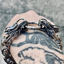 Bracelet - 2 Dragon Head Daytona - Polished Silver Stainless - Heritage - B83 Biker Jewelry Skull Jewelry Sanity Jewelry Stainless Steel jewelry
