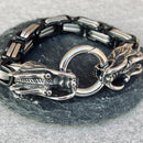 Bracelet - 2 Dragons Head Daytona - Black and Silver Stainless - Heritage - B82 Biker Jewelry Skull Jewelry Sanity Jewelry Stainless Steel jewelry