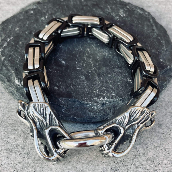 Eliz STERLING SILVER 925 Dragon Man's Bracelet Chain Link Bracelet Biker  Rocker 9' inch 53 grams - ELIZ Jewelry and Gems