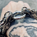 Bracelet - 2 Dragons Head Daytona - Black and Silver Stainless - Heritage - B82 Biker Jewelry Skull Jewelry Sanity Jewelry Stainless Steel jewelry