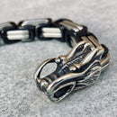 Bracelet - 2 Dragons Head Daytona - Black and Silver Stainless - Heritage - B82 Biker Jewelry Skull Jewelry Sanity Jewelry Stainless Steel jewelry