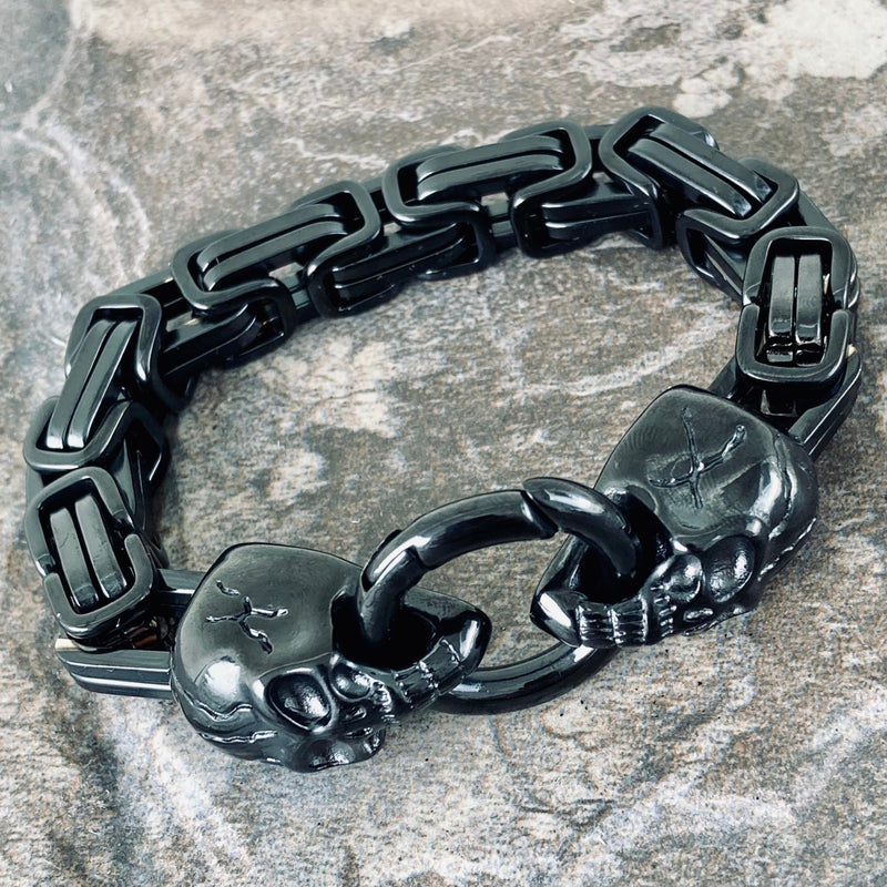 Sanity Jewelry Bracelet - 2 Skull Daytona - Black - Heritage - B92