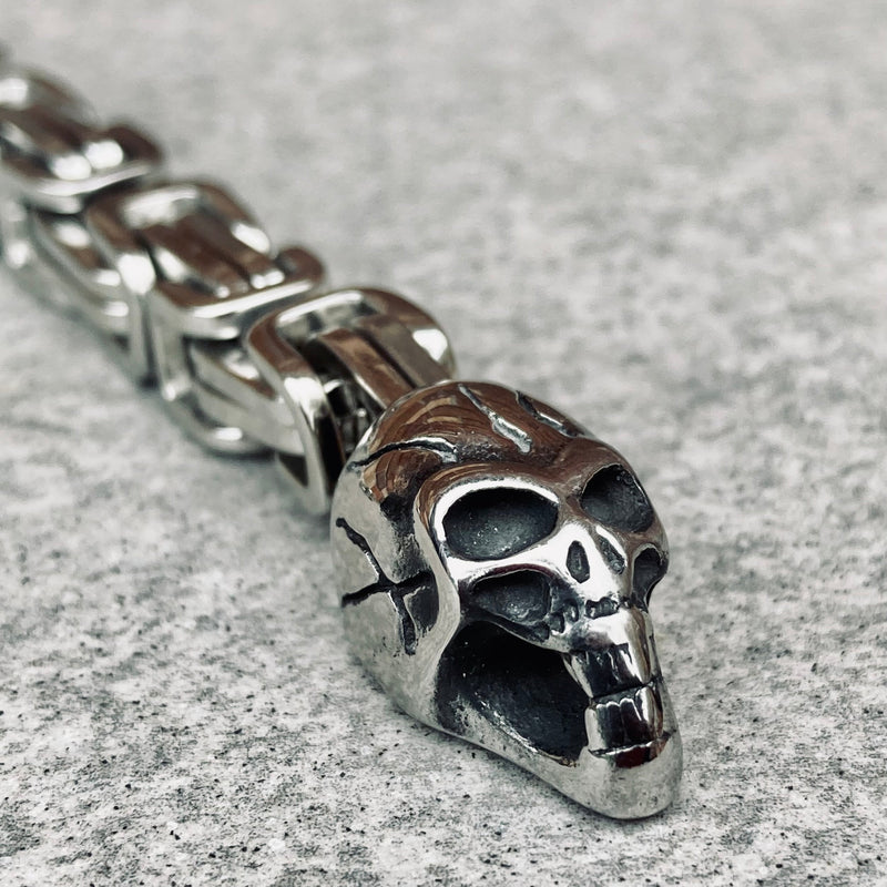 Sanity Jewelry Bracelet - 2 Skull Daytona - Polished - Deluxe - B94