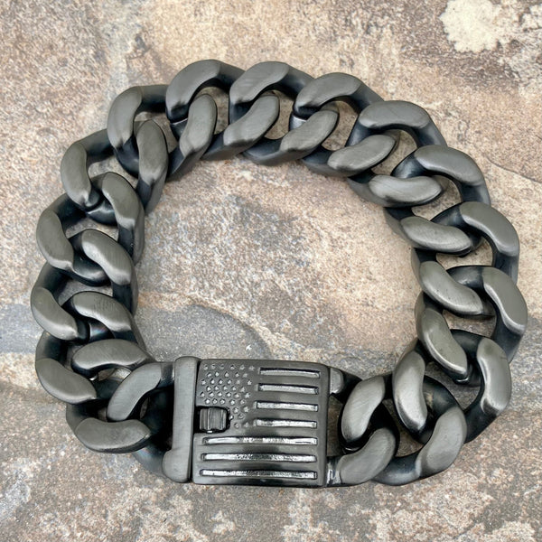 Sanity Jewelry Bracelet Bagger Bracelet - "EASY RIDER" - American Flag Black - 3/4" wide - B125